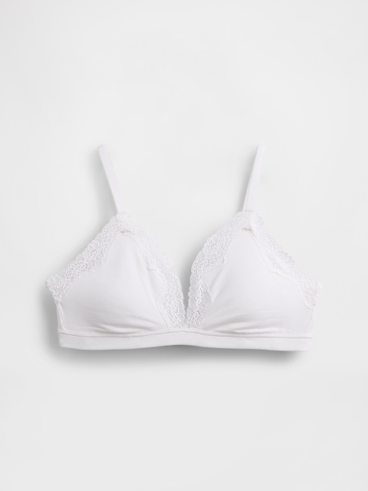 Image number 5 showing, Organic Stretch Cotton Lace-Trim Triangle Bra