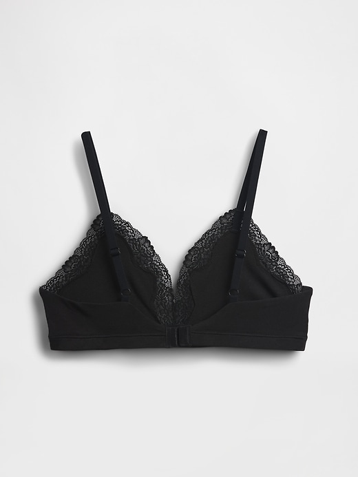 Image number 6 showing, Organic Stretch Cotton Lace-Trim Triangle Bra
