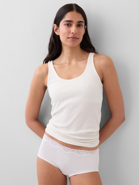 Organic Stretch Cotton Lace-Trim Shorty