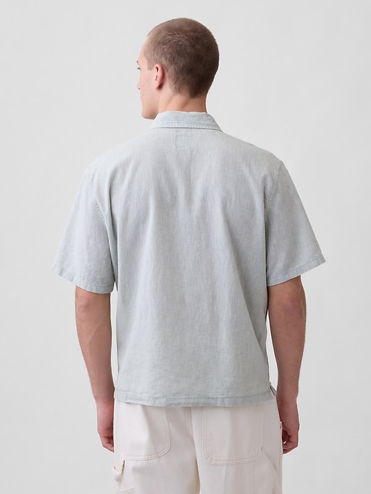 Image number 3 showing, Linen-Cotton Relaxed Straight-Hem Shirt