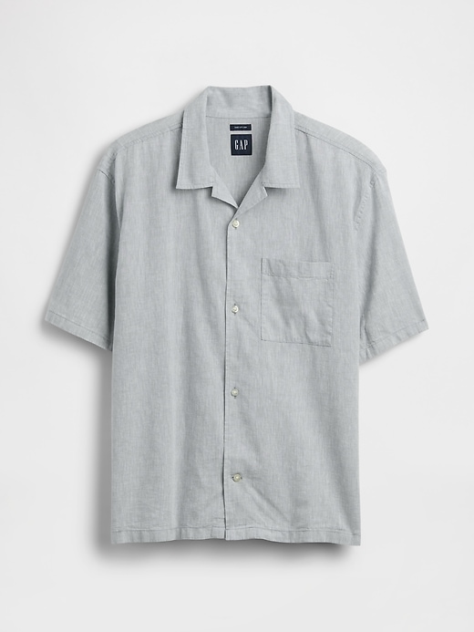 Image number 5 showing, Linen-Cotton Relaxed Straight-Hem Shirt