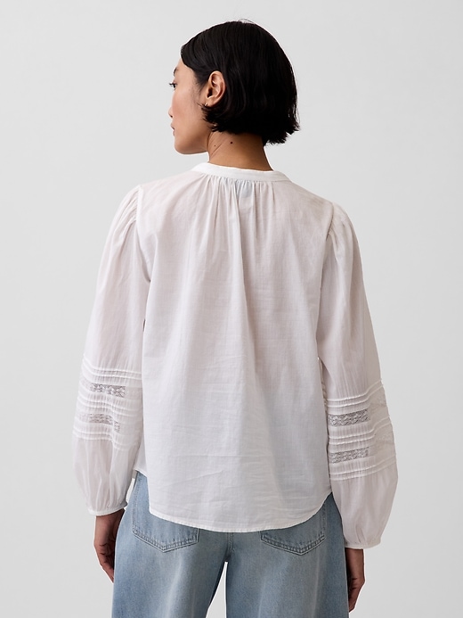 Image number 3 showing, Lace-Trim Pintuck Top