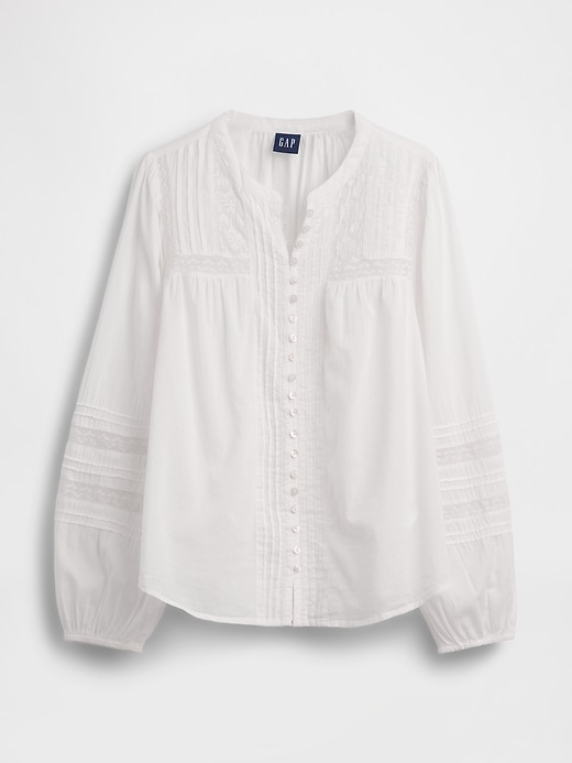 Image number 5 showing, Lace-Trim Pintuck Top