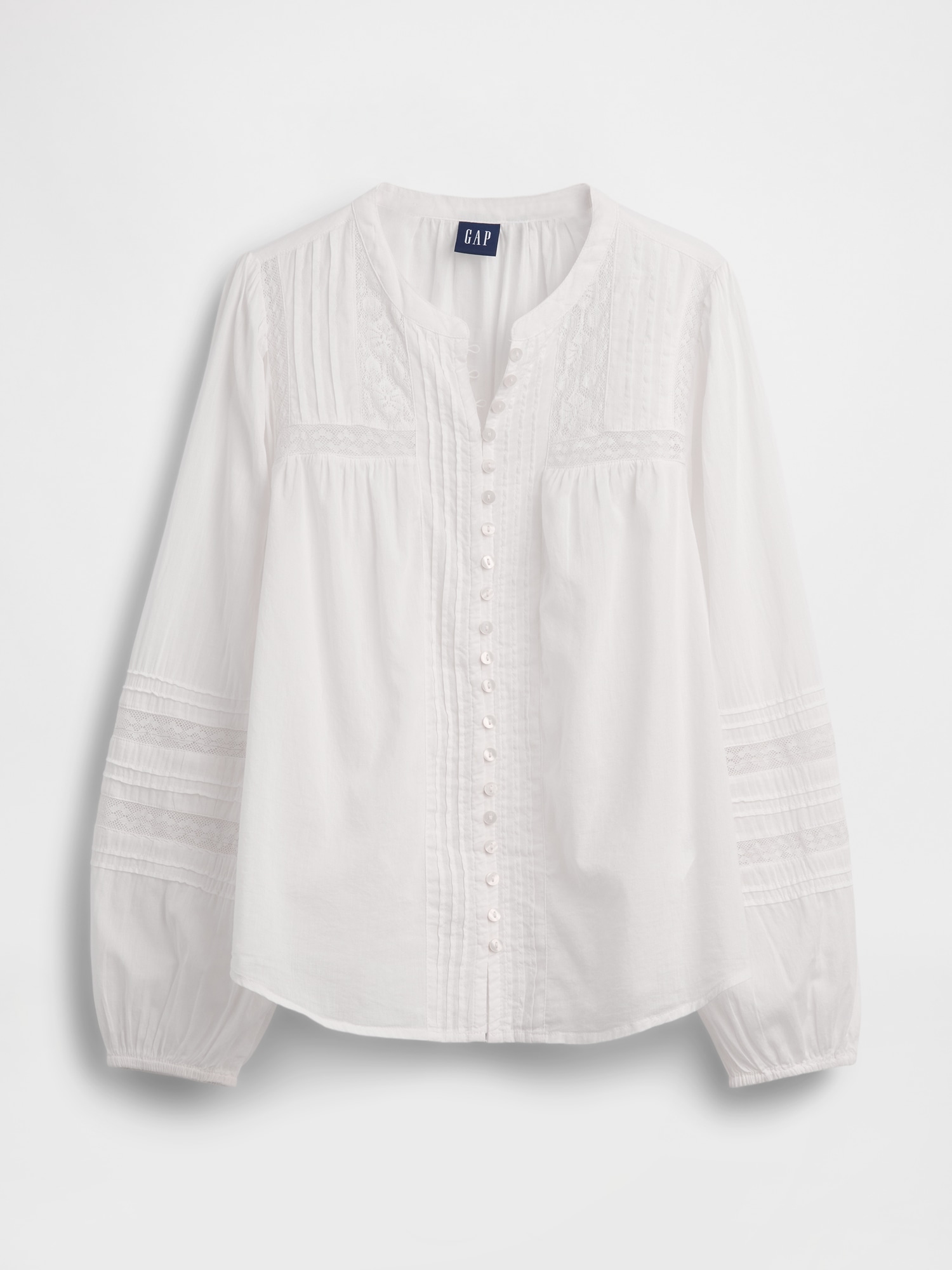 トップス lace collar hem shoulder pintuck SH Lace-Trim Pintuck Top | Gap