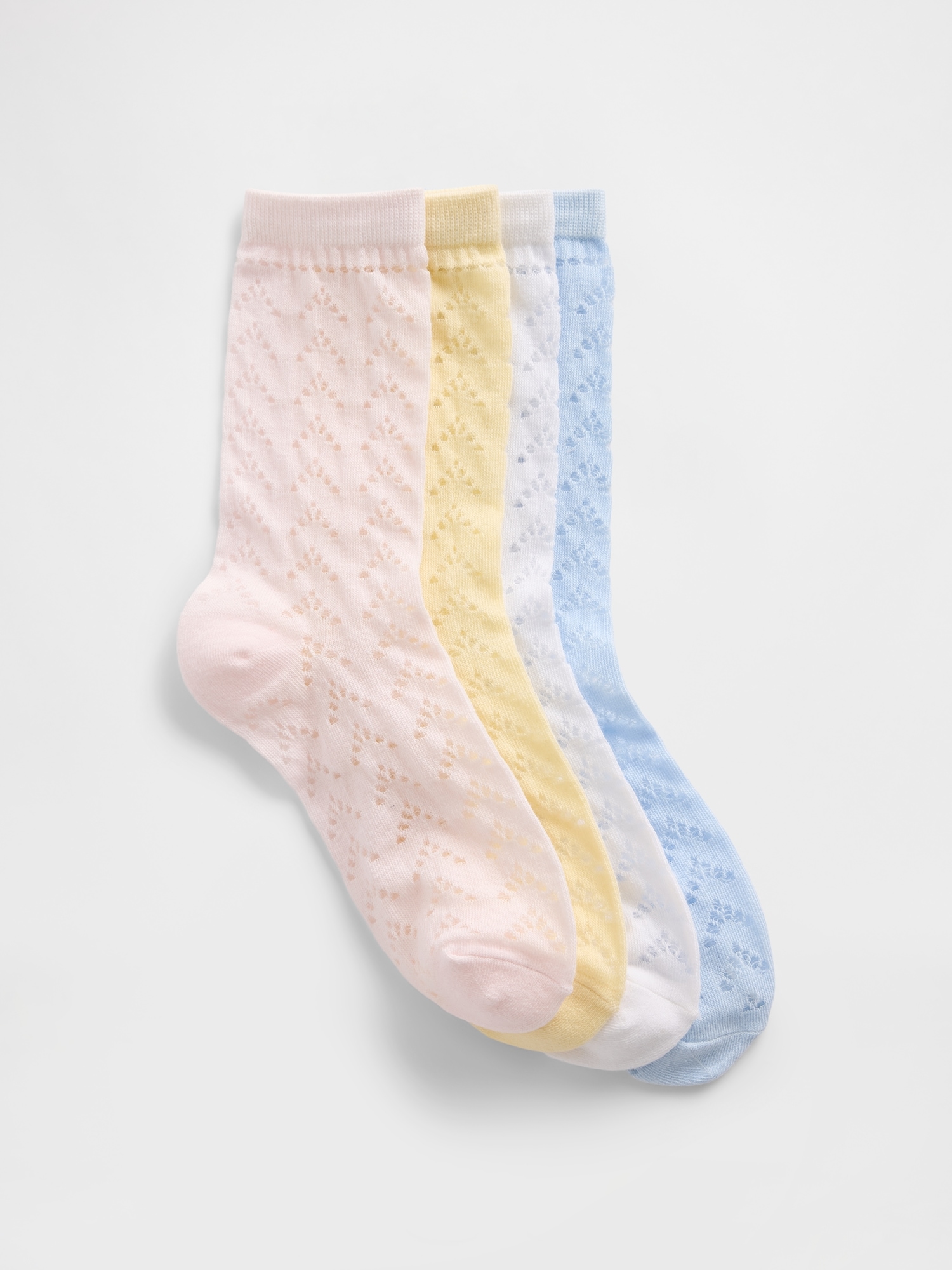 Kids Pointelle Crew Socks (4-Pack)