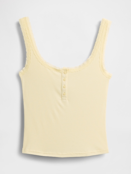 Image number 4 showing, Mini Rib Lace Henley PJ Tank Top