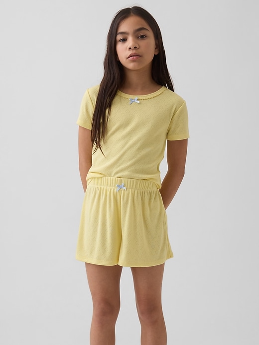 Image number 1 showing, Kids Recycled Pointelle PJ Shorts