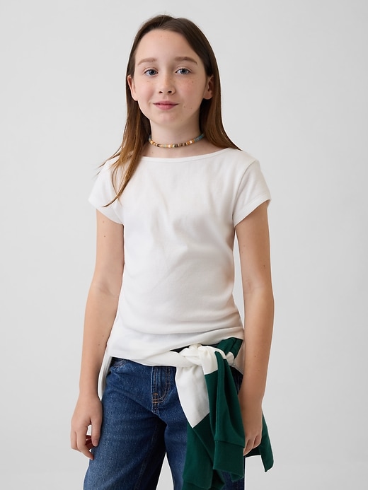 Image number 1 showing, Kids Cap-Sleeve Fitted T-Shirt