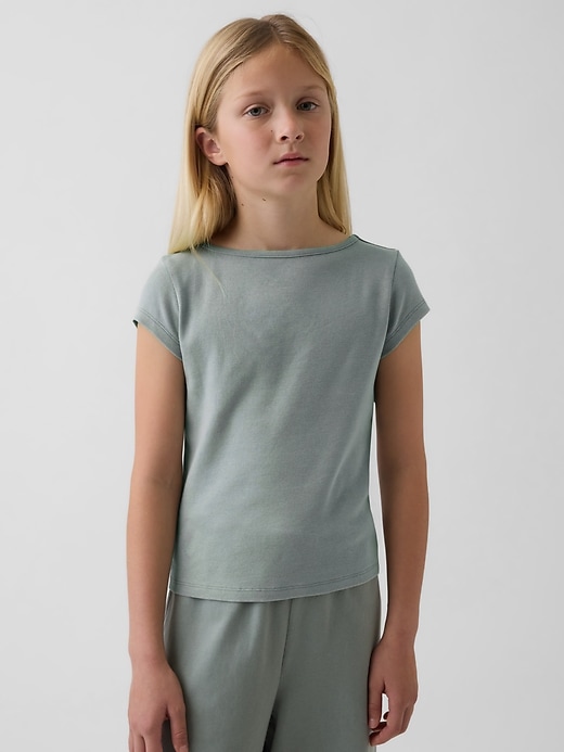 Image number 1 showing, Kids Cap-Sleeve Fitted T-Shirt