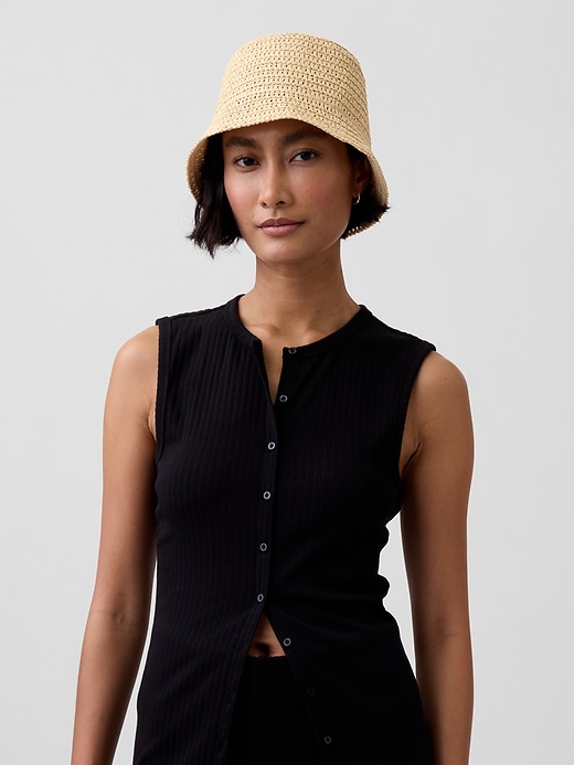 Image number 1 showing, Straw Bucket Hat