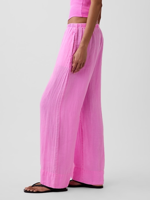 Image number 3 showing, Linen-Blend Relaxed Wide-Leg Pants