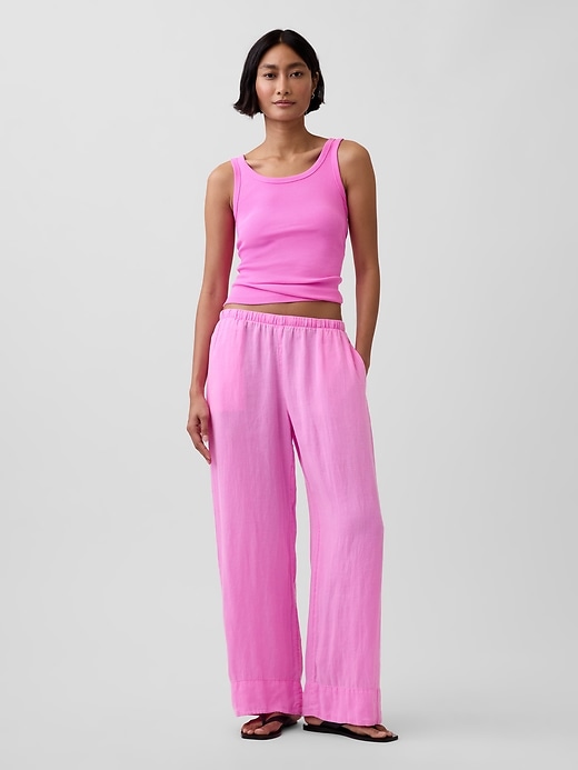 Image number 6 showing, Linen-Blend Relaxed Wide-Leg Pants