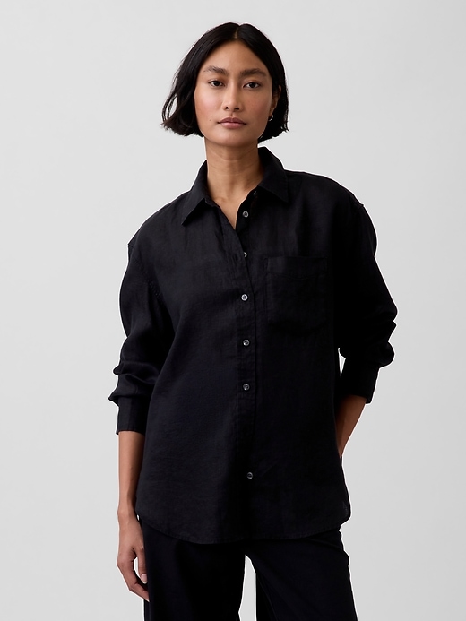 Image number 1 showing, 100% Linen Oversized Shirt