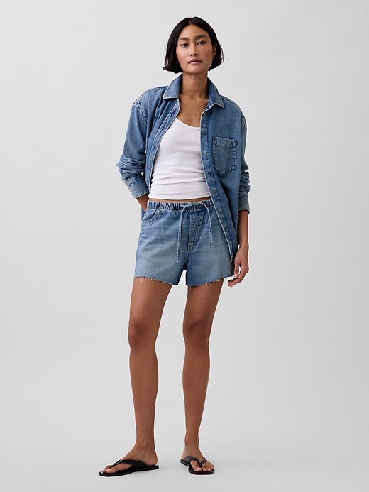 Image number 1 showing, Low Slung Easy Denim Shorts