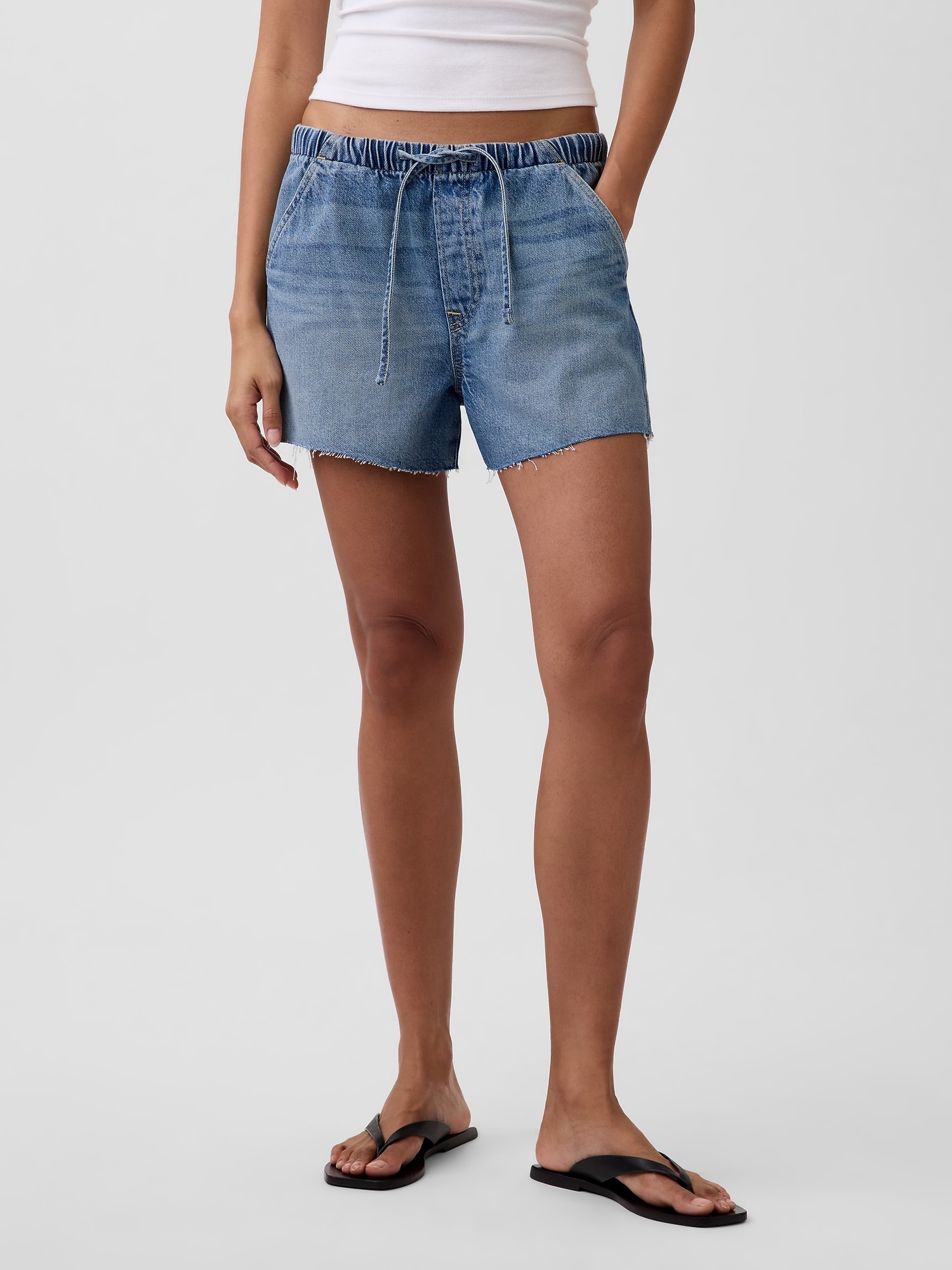 Low Slung Easy Denim Shorts
