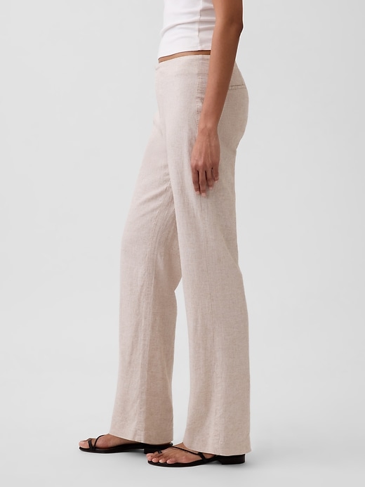 Image number 3 showing, Low Rise Linen-Blend Flare Pants