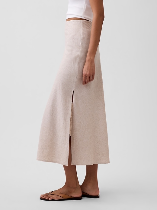 Image number 3 showing, Linen-Blend Maxi Slip Skirt