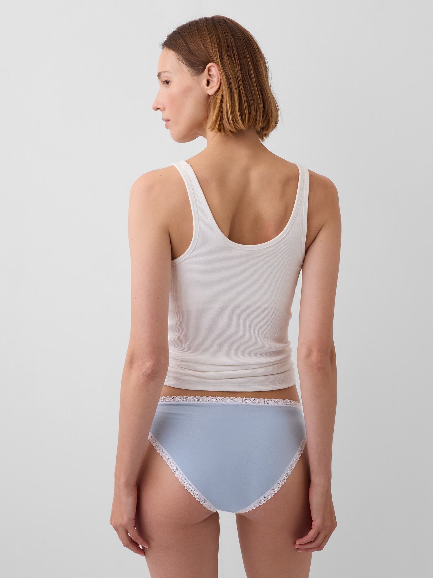 Organic Stretch Cotton Lace-Trim Bikini