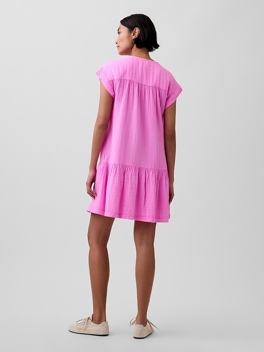 Image number 2 showing, Cotton Gauze V-Neck Tunic Dress