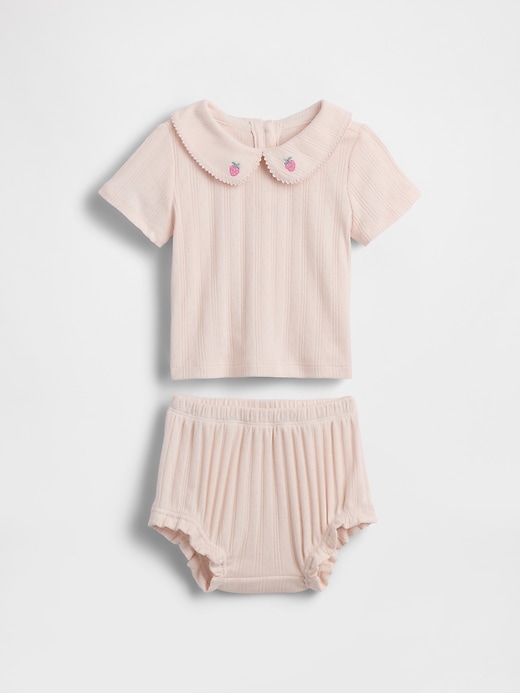 Image number 1 showing, Baby Embroidered Pointelle Outfit Set