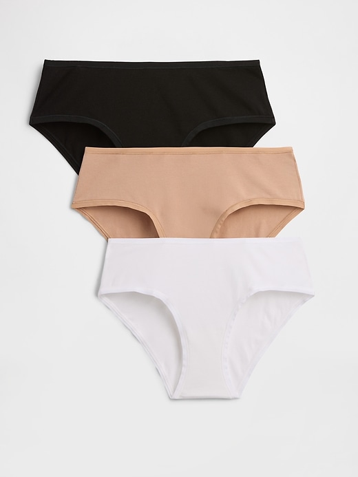 L'image numéro 1 présente Culotte taille basse en coton biologique extensible (paquet de 3)