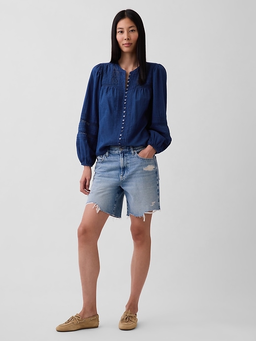 Image number 2 showing, Lace-Trim Pintuck Top