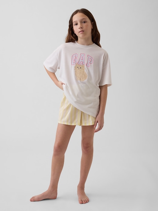 Image number 1 showing, Kids Recycled Poplin PJ Boxer Shorts