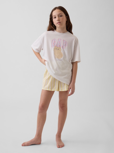 Kids Recycled Poplin PJ Boxer Shorts
