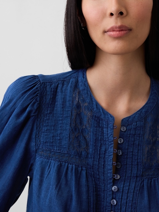 Image number 4 showing, Lace-Trim Pintuck Top