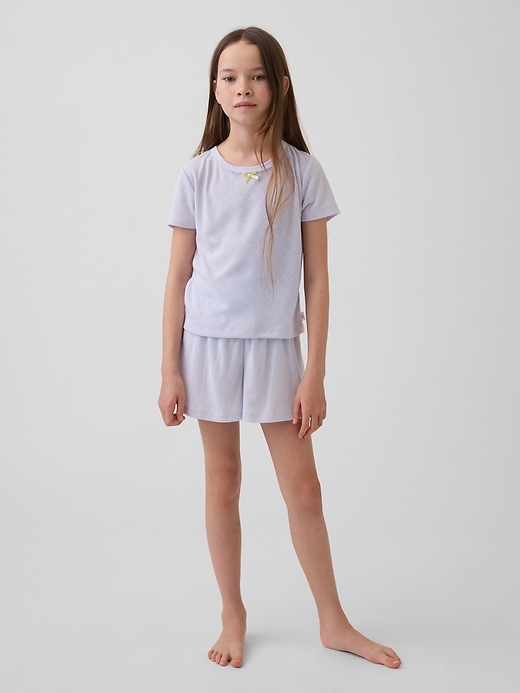 Image number 1 showing, Kids Recycled Pointelle PJ Shorts