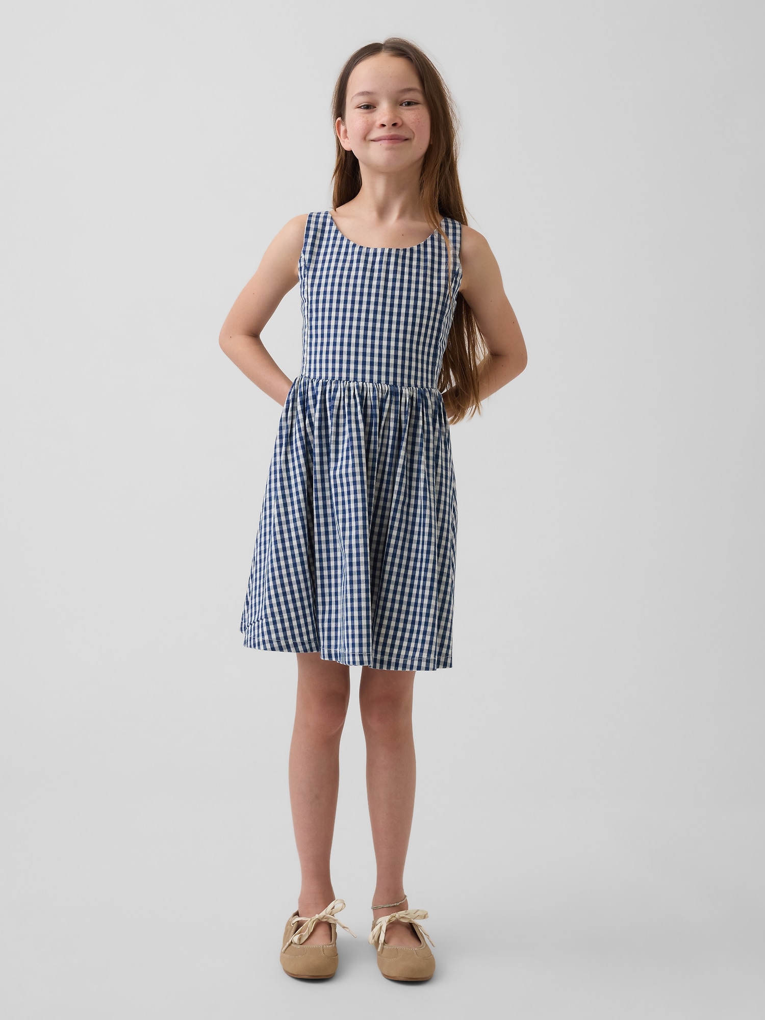 Kids Gingham Denim Dress