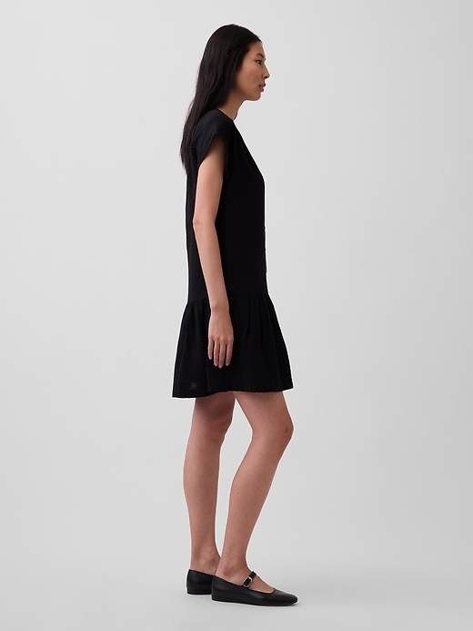 Image number 3 showing, Cotton Gauze V-Neck Tunic Dress