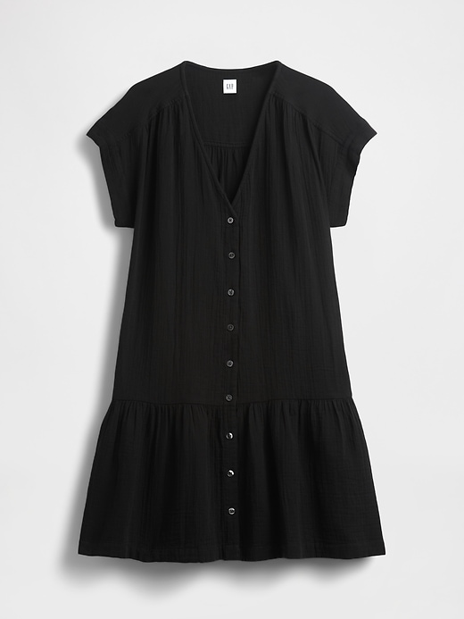Image number 5 showing, Cotton Gauze V-Neck Tunic Dress