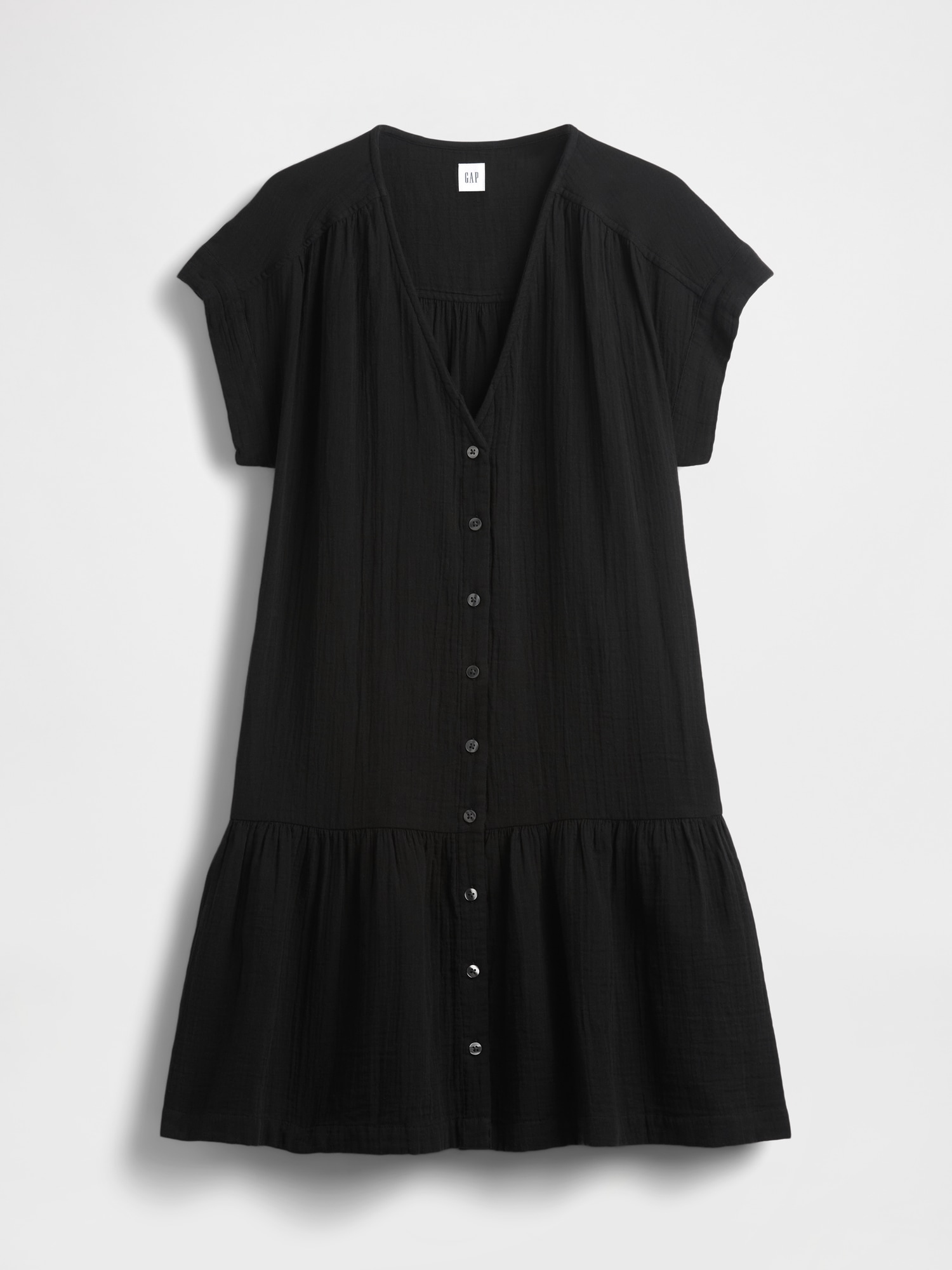 Cotton Gauze V-Neck Tunic Dress