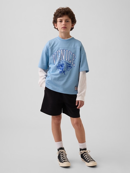 Image number 4 showing, Kids Mesh Oversized Graphic Jersey T-Shirt