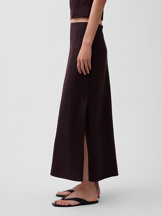 Image number 3 showing, Linen-Blend Maxi Slip Skirt