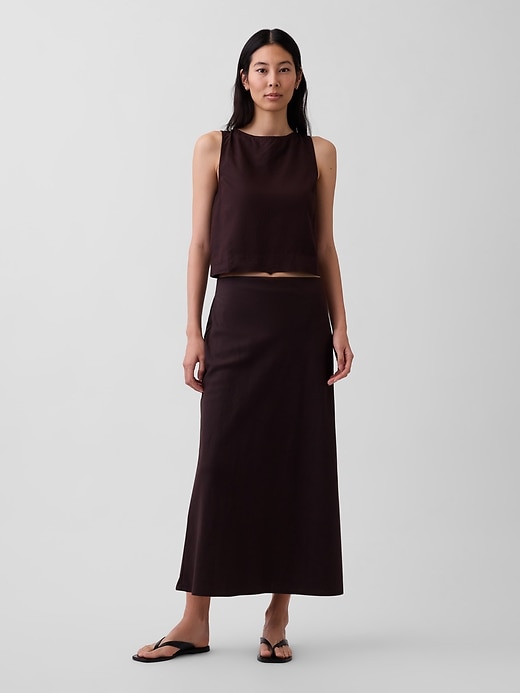 Image number 1 showing, Linen-Blend Maxi Slip Skirt