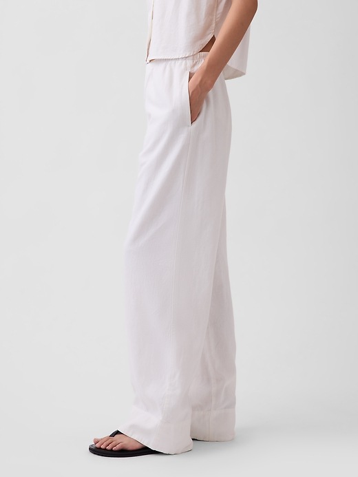Image number 3 showing, Linen-Blend Relaxed Wide-Leg Pants