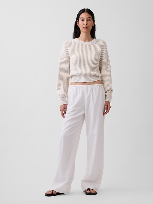 Image number 6 showing, Linen-Blend Relaxed Wide-Leg Pants