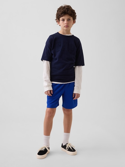 Image number 1 showing, Kids GapFit 6" Recycled Mesh Easy Shorts