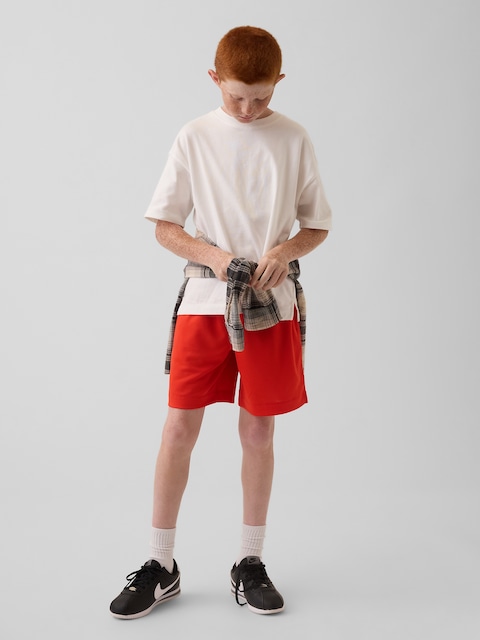SHORT CONFORT EN MAILLE RECYCLÉE GAPFIT POUR ENFANT, ENTREJAMBE 15 CM