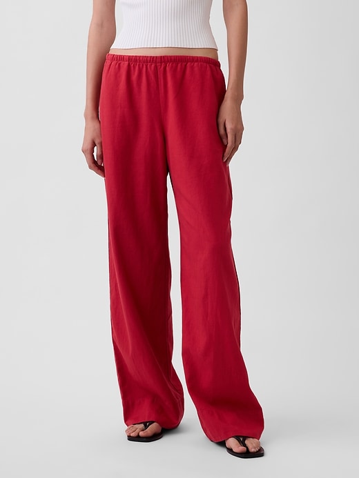 Image number 2 showing, Linen-Blend Easy Wide-Leg Pants