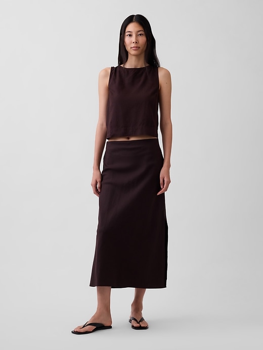 Image number 2 showing, Linen-Blend Crop Shell Tank Top