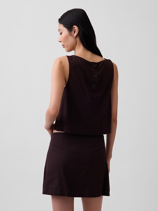 Image number 3 showing, Linen-Blend Crop Shell Tank Top