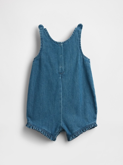 Image number 2 showing, Baby Embroidered Floral Denim One-Piece