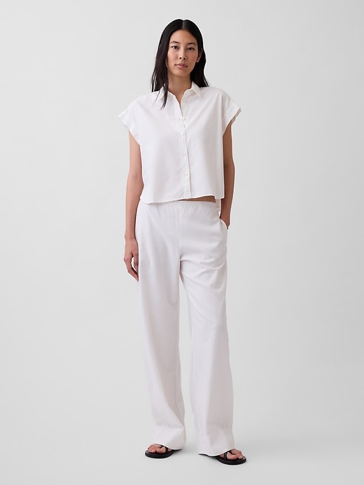 L'image numéro 2 présente Chemisier surdimensionné en mélange de lin