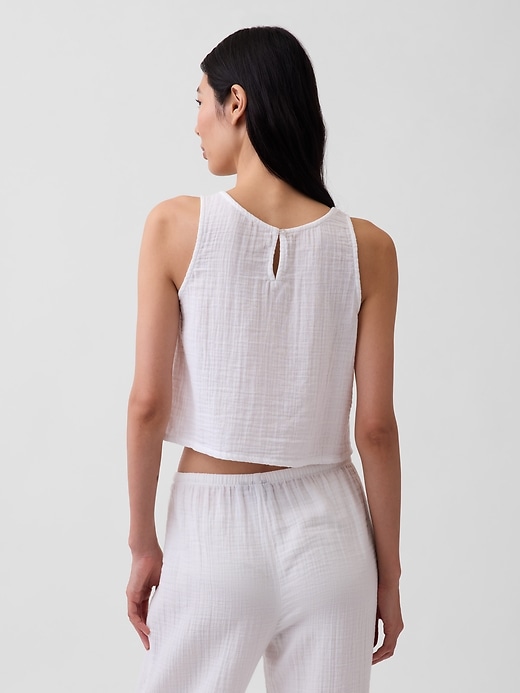 Image number 3 showing, Cotton Gauze Racer Shell Tank Top