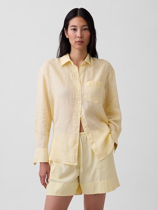 Image number 1 showing, 100% Linen Oversized Shirt