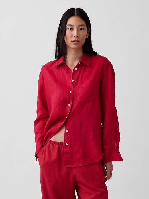 Image number 1 showing, 100% Linen Oversized Shirt