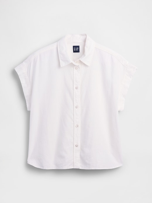 L'image numéro 5 présente Chemisier surdimensionné en mélange de lin